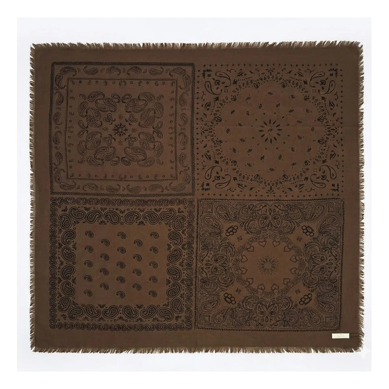 Chalina Chal Elegante Suave Para Mujer 130x130cm Marrón Geométrico Unitalla