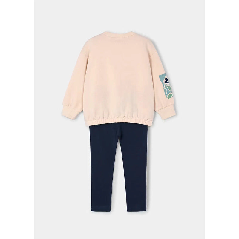 Conjunto Legging Y Sudadera Para Niña M.4726 Marca Mayoral® Beige/ Azul Marino Floreado 4