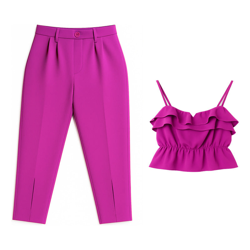 Conjunto Top Y Pantalon Para Mujer Marca. Humma® Lila M