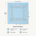 Paliacate Tradicional Multiusos Accesorio Unisex 55x55cm Celeste Geométrico Unitalla