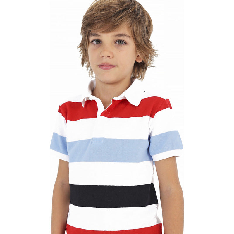 Camisa Tipo Polo Para Niño Mod.6101 Marca Mayoral® Multicolor Rayas 18