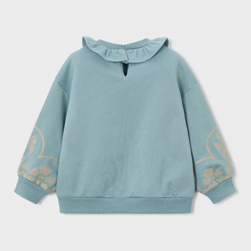 Suéter Cuello Holán Para Niña Mod.4430 Marca Mayoral® Salvia Liso 7 Años