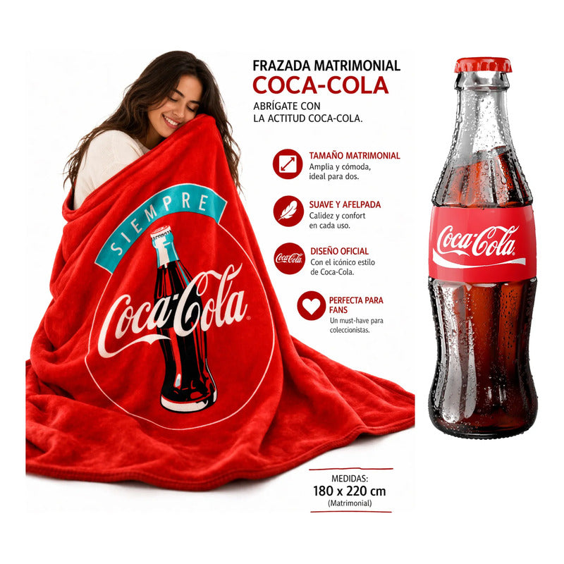 Cobertor Ligero Super Suave Matrimonial Diseños Providencia® Coca Cola 850 G Multicolor
