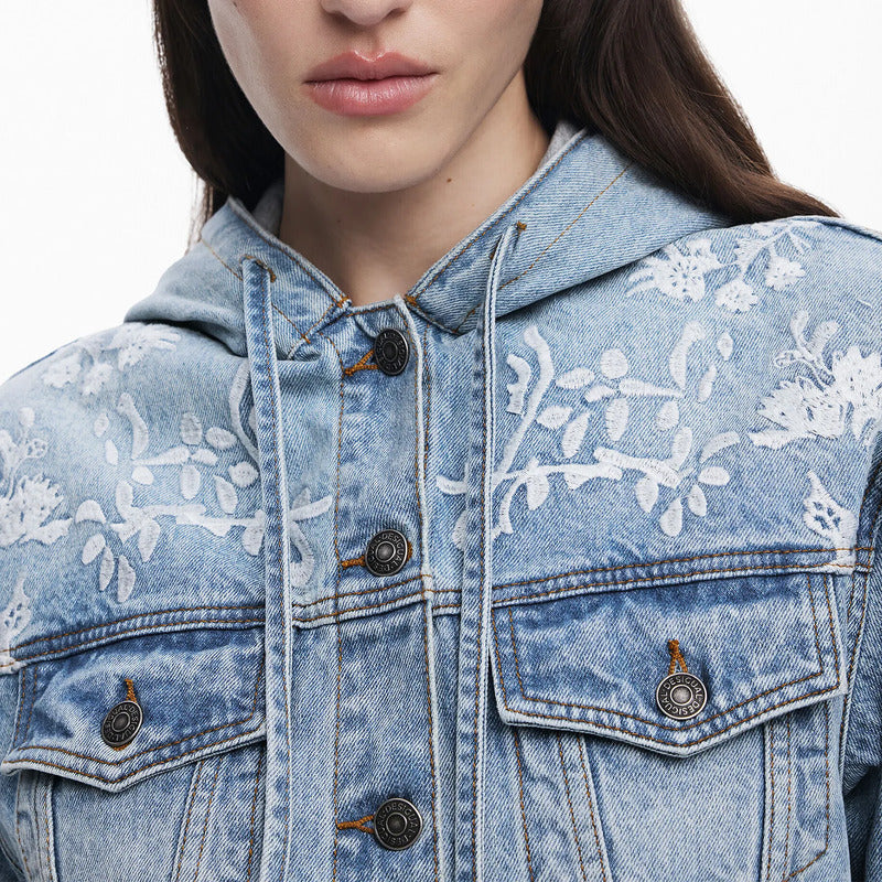 Chamarra Mezclilla Con Bordado Floral 25swed56 Desigual® Mezclilla Xl Floreado