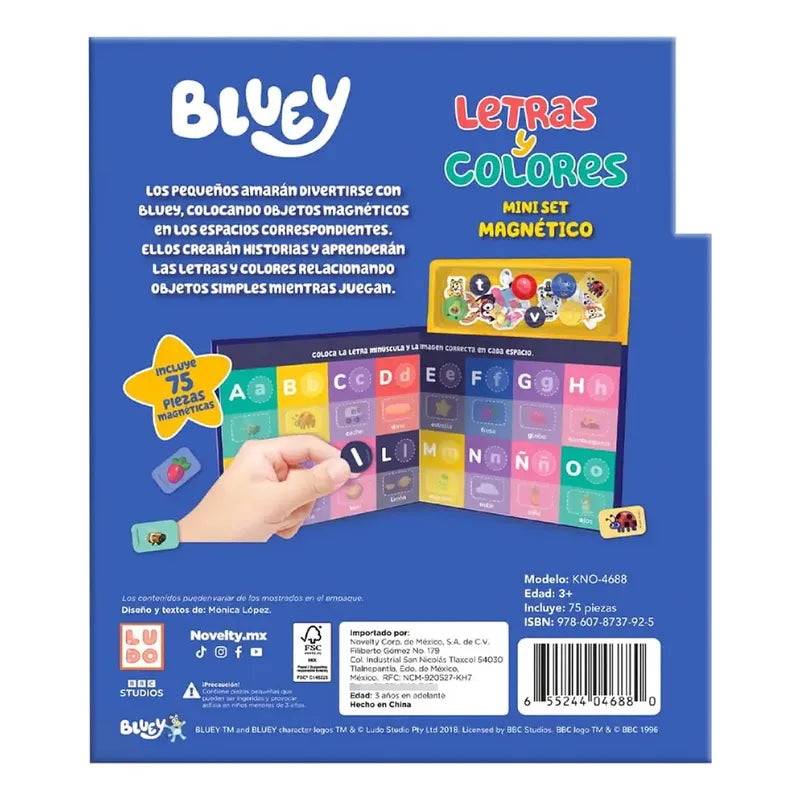 Mini Libro Letras Y Colores Magnético Bluey Marca Novelty®