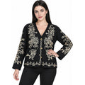 Chamarra Ligera Para Mujer Con Bordado Jx3225 Marca G8 Moda® Negro G/eg Boho