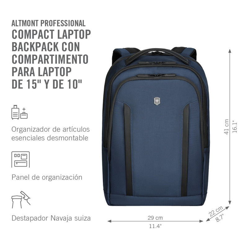 Victorinox Altmont Professional Compact Para Laptop, Azul Color Azul Oscuro Diseño De La Tela Lisa Liso