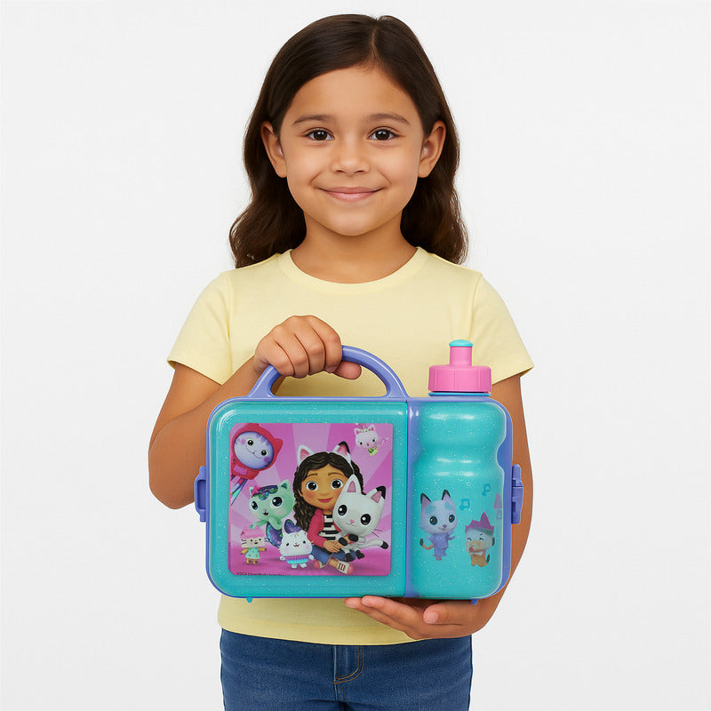 Lonchera Infantil De Plástico Con Botella Diseños Varios