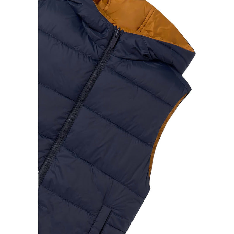 Chaleco Reversible Con Gorro Para Niño M.7397 Marca Mayoral® Azul Oscuro/mostaza Lisa 14