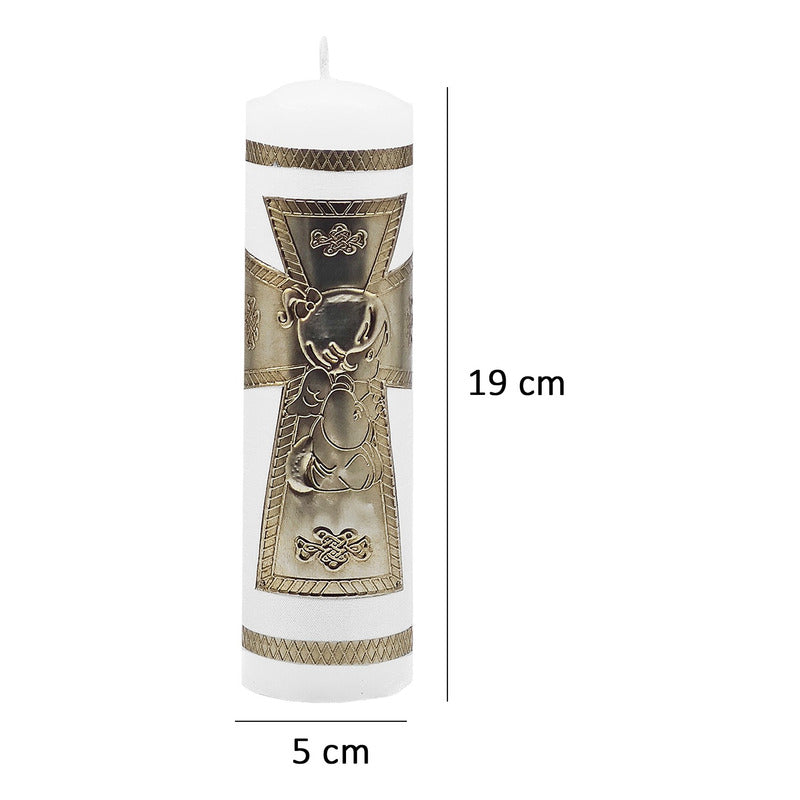 Set Para Bautizo Vela+concha+toalla+caja De Madera