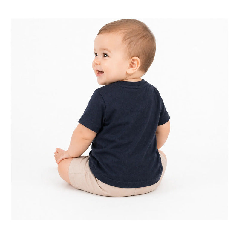 Playera Casual Para Bebé Mod.1005 Marca Mayoral® Azul Oscuro Postal 9 Meses Lisa
