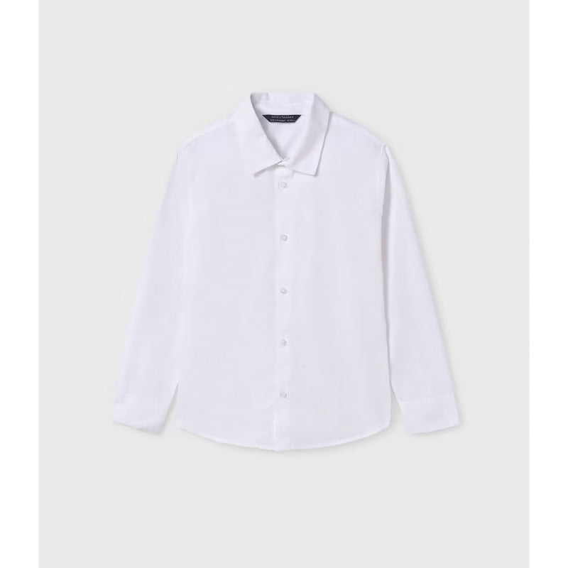 Camisa Manga Larga Para Niño Mod.874 Marca Mayoral® Blanco Lisa 8 Años