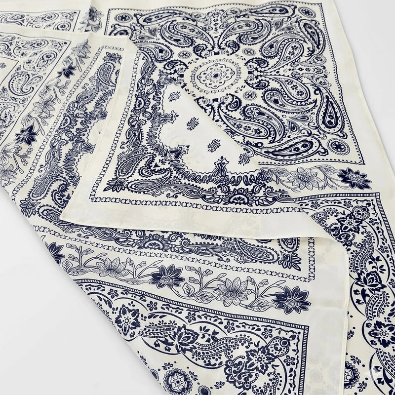 Mascada Ejecutiva De Satín Cuadrada Fina Para Mujer Multicolor Paisley Vintage Unitalla