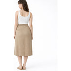 Falda Casual De Tiro Alto Con Slit Frontal Marca Stop® Beige Lisa M