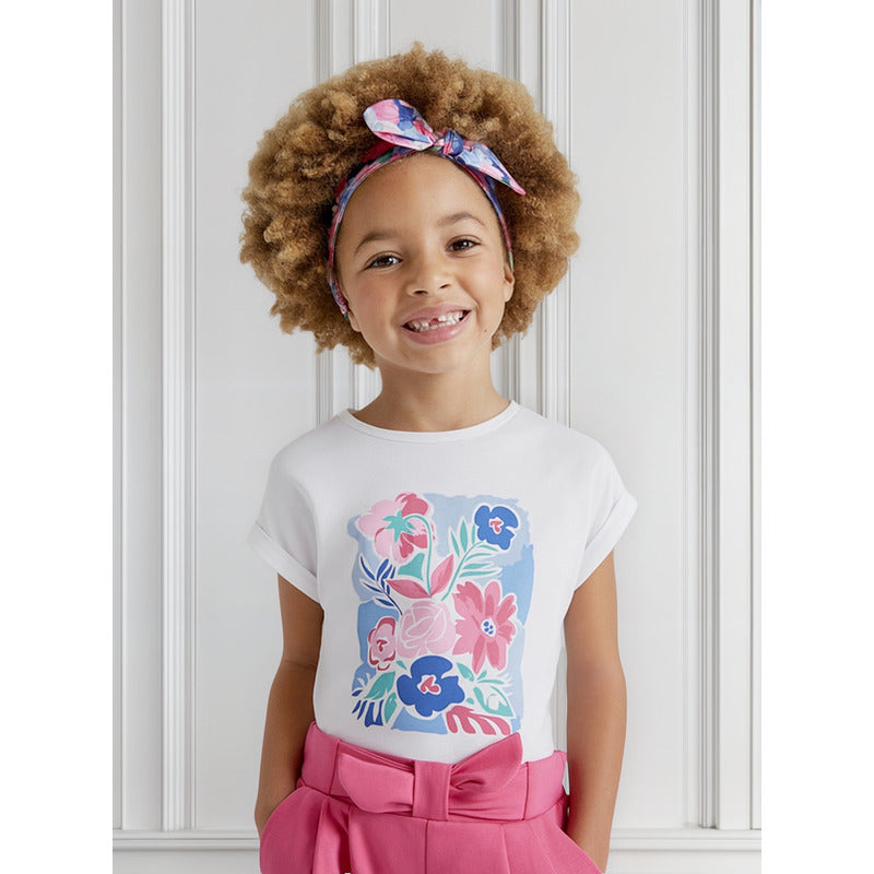 Blusa Para Niña Con Diadema Mod.3040 Marca Mayoral® Blanco 4 Años
