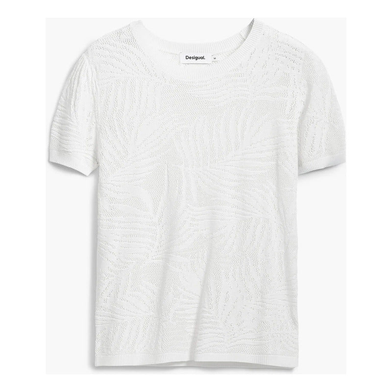 Blusa Ligera Para Mujer 25swtk97/1000 Marca Desigual® Blanco Geométrico S