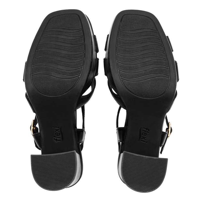 Sandalia Tacón Alto Para Mujer Mod.134401 Marca Flexi® Negro Liso 23.5 Mx
