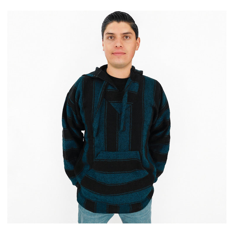 Suéter Poncho Canguro Artesanal Hoodie Acrilico Colores