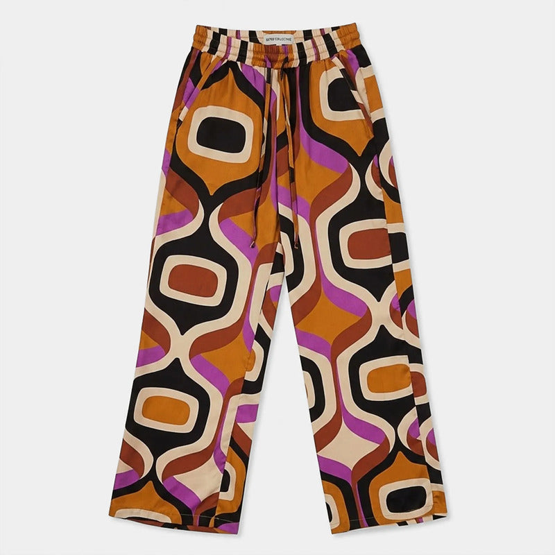 Pantalón Palazo Estampado Retro Casual Mujer W41101 Bobois® Multicolor Retro Ch