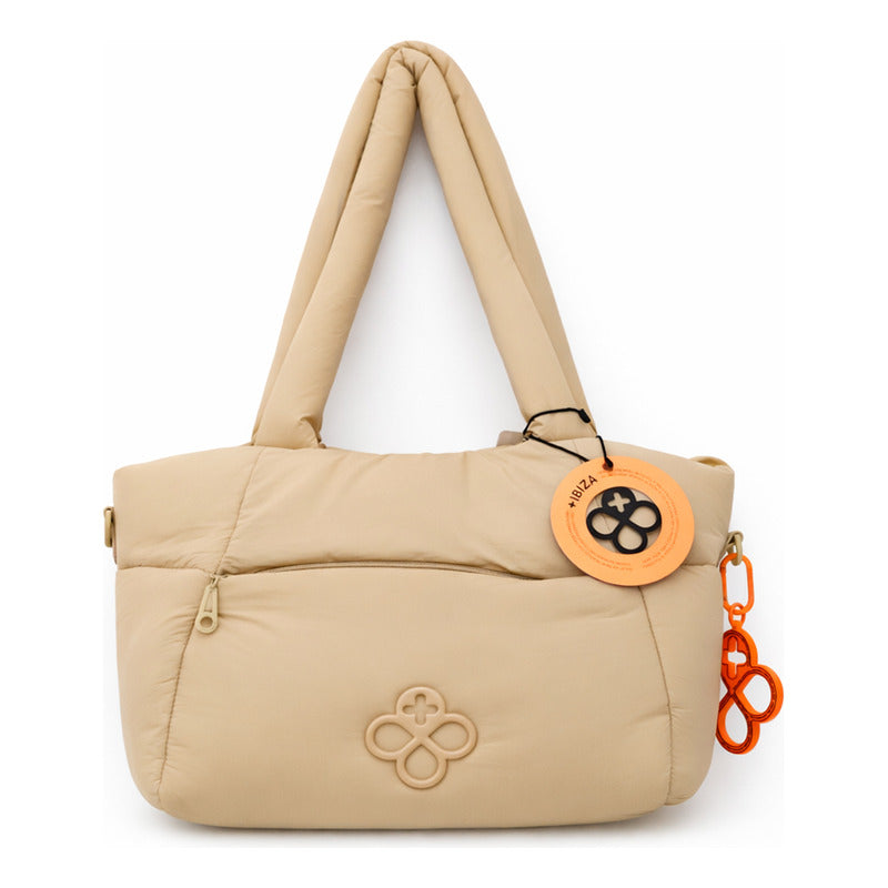 Bolso Tote Para Dama Mod. Ji 2821 Marca Jaime Ibiza® Crema Lisa