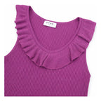 Blusa Sin Mangas Con Olan Para Dama Mod.27335 Marca Stop® Violeta Rayas M