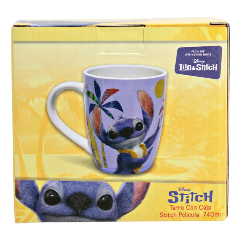 Taza Cerámica Personajes Animados Con Caja De 740 Ml Color Azul Lilo Y Stitch Live Action