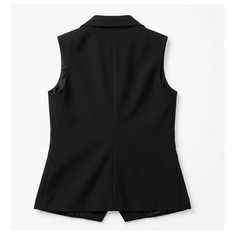 Chaleco Cuello Solapa Para Mujer Mod.4280b Marca Exotica® Negro Lisa Ch