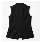 Chaleco Cuello Solapa Para Mujer Mod.4280b Marca Exotica® Negro Lisa M