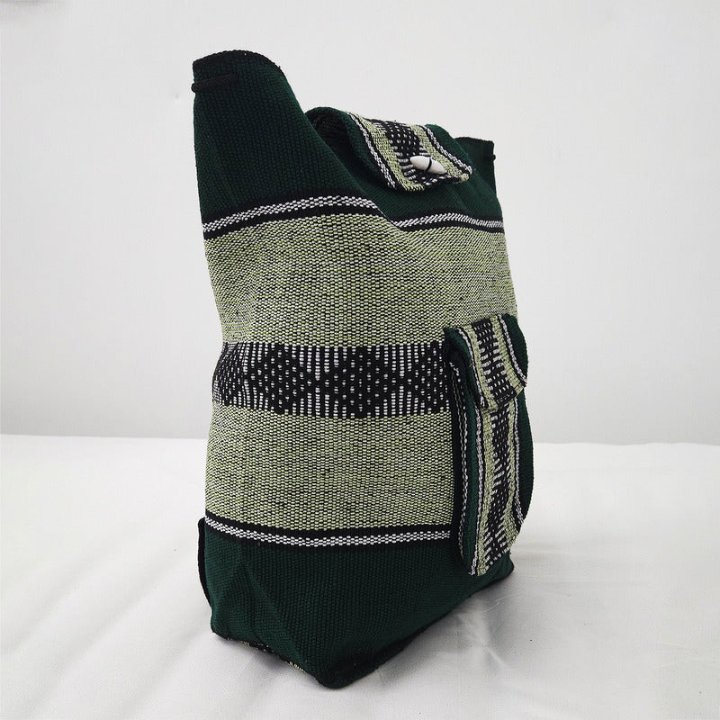Mochila Artesanal Tejida Tipo Morral Con Bolsillo Frontal 10kg