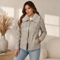 Chaqueta Casual Tipo Piel Para Dama M.shila-2502 Roosevelt® Gris Ch Lisa