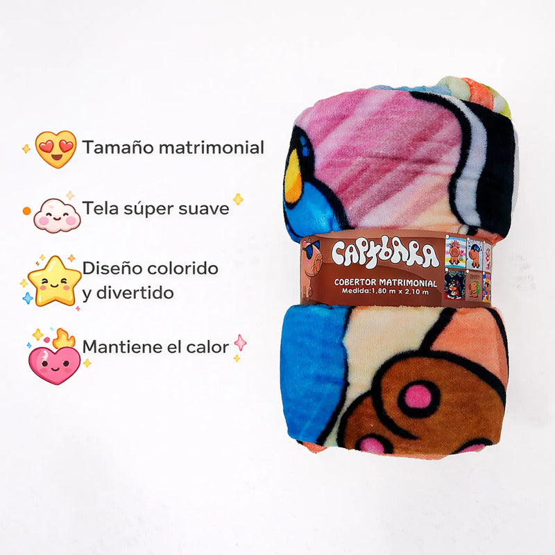 Cobertor Ligero Super Suave Matrimonial Diseños Providencia® Capibara Cool 850 G Multicolor