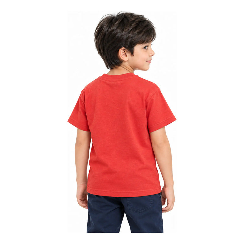 Playera Casual Para Niño Mod.3066 Marca Mayoral® Tomate Robot 7 Años Lisa