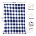 Cobertor Borrega Suave Matrimonial 180x220m Providencia® Cuadros 400 G Azul Marino
