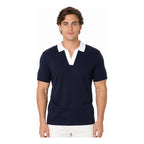 Playera Polo Semi Formal Para Hombre Mkhc0034 Makn & Co® Azul Oscuro Ch Texturizado