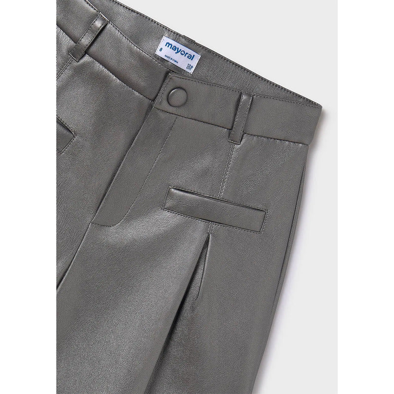 Short De Vinipiel Para Niña Mod.7213 Marca Mayoral® Plomo Lisa 12 Años