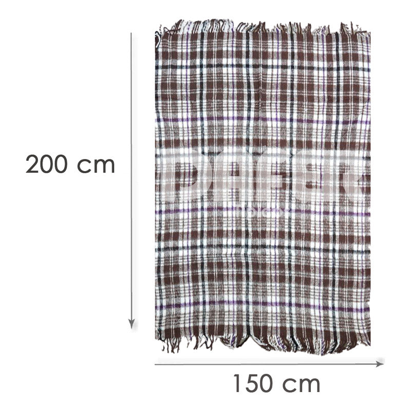 Cobija Mexicana Tilma De Color Mod.fl 2x1.50m Económica Cuadros 1.1 Kg Morado