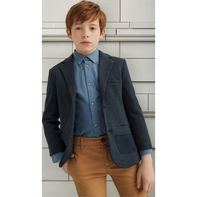 Saco De Vestir Para Niño Mod.7454 Marca Mayoral® Azul Marino Lisa 16