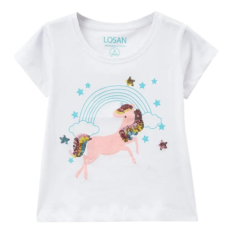 Blusa Para Niña Mod.unicornio Marca Losan®