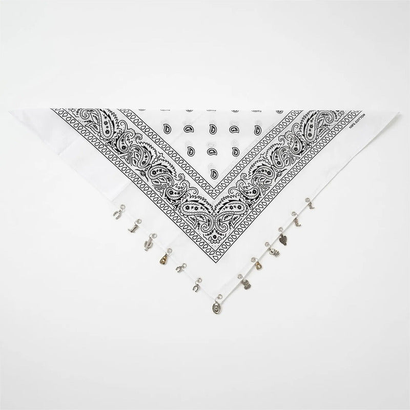 Paliacate Tradicional Multiusos Accesorio Unisex 55x55cm Blanco Geométrico Unitalla