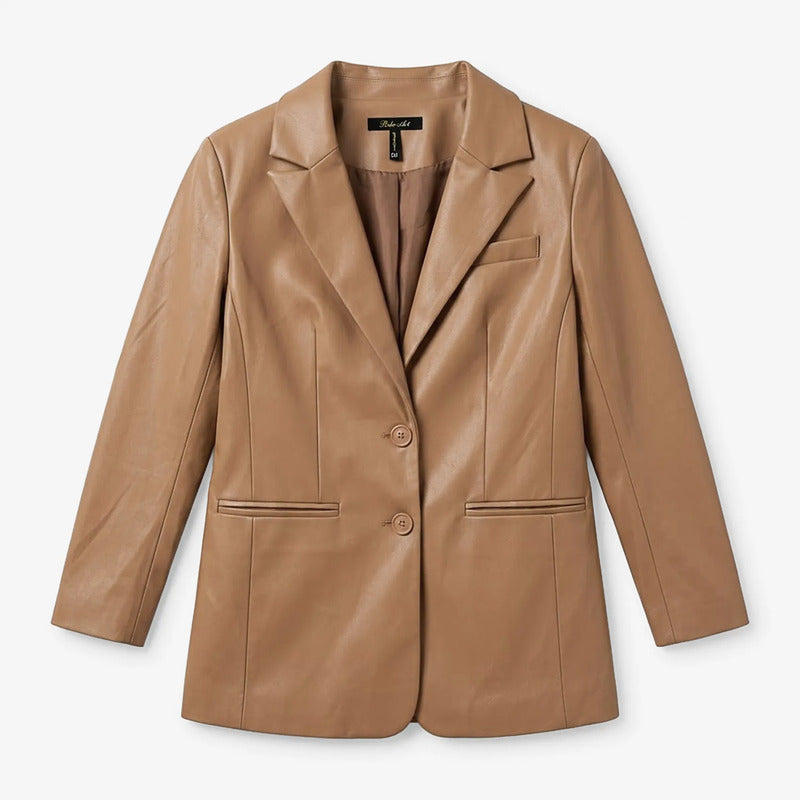 Blazer Vinipiel Para Mujer Mod. T23200 Marca Bobois® Camello G Lisa