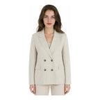 Blazer Saco Formal Para Mujer Mod. Cg00293 Marca Ferriano® Arena Rayas Ch