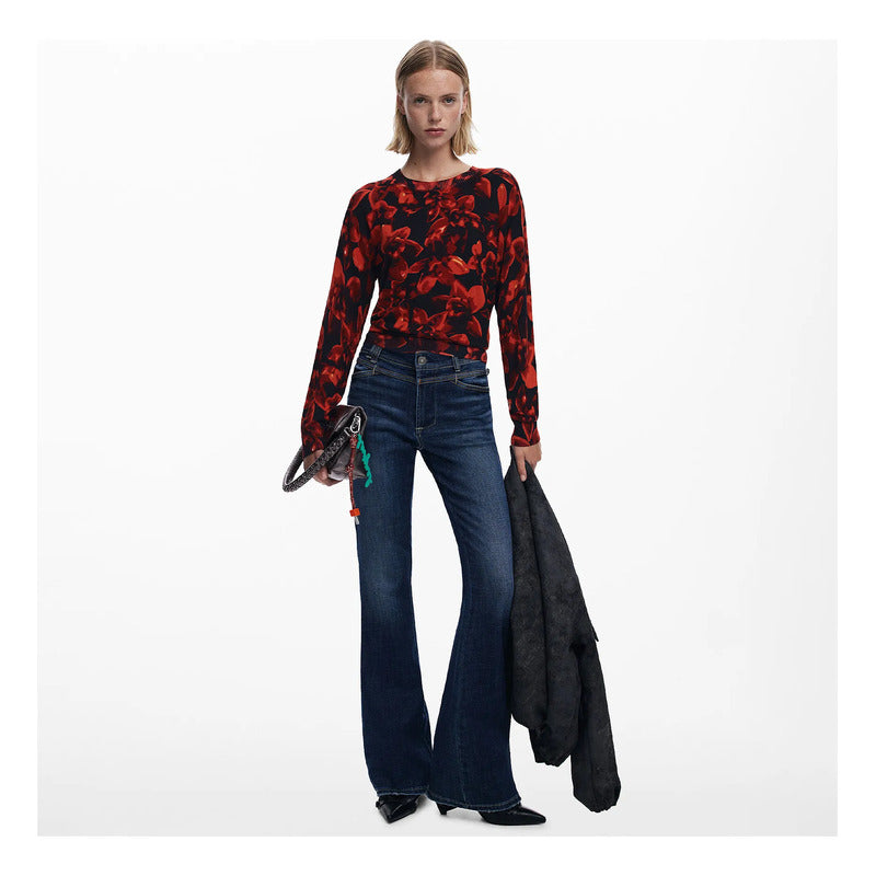 Suéter Ligero Para Mujer Mod. 25wwjf16/2000 Marca Desigual® Multicolor Floreado Xl