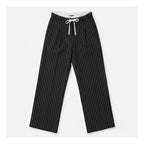 Pantalon Amplio Para Mujer Mod. W61100 Marca Bobois® Negro Rayas Ch