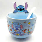 Tazón Ramen De Cerámica + Cubiertos Stitch 600ml Fun Kids® Azul Claro
