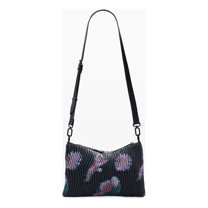 Bolso Mediano Con Textura Para Mujer 26saxpal/2000 Desigual® Negro Floreado Níquel Rojo