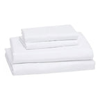 Juego De Sábanas Matrimonial Algodón Y Poliéster + Fundas Blanco Liso