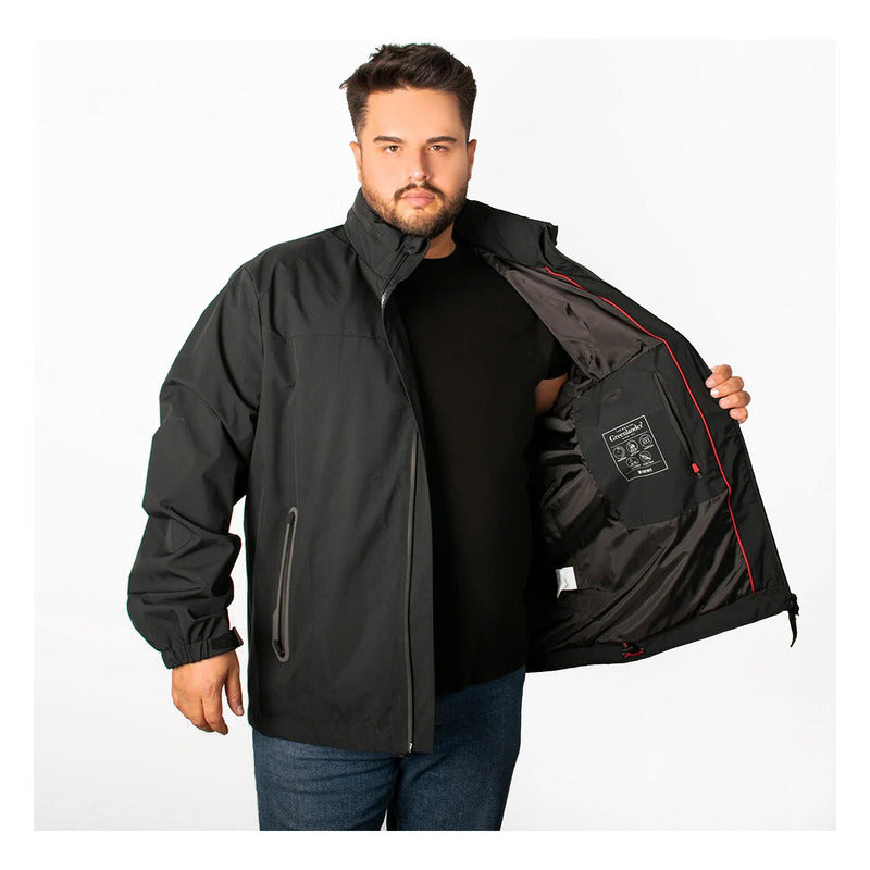 Chamarra Rompeviento Para Hombre M.cw86-ny8597l Greenlander® Negro 1x Lisa