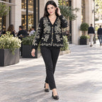Chamarra Ligera Para Mujer Con Bordado Jx3225 Marca G8 Moda® Negro G/eg Boho