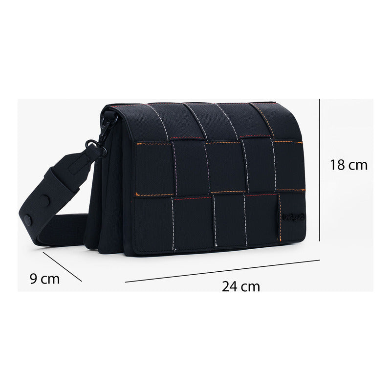 Bolso Trenzado Para Mujer Mod.25saxpar/2000 Marca Desigual® Negro Trenzado Níquel