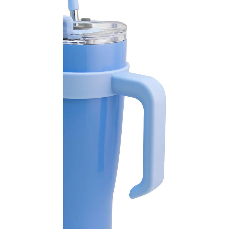 Termo Doble Pared Acero Inoxidable Con Asa/popote 1.2l Nuvó®